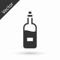 Grey Bottle of wine icon isolated on white background. Vector