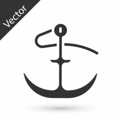 Grey Anchor icon isolated on white background. Vector