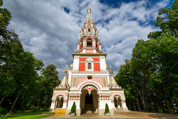 Fototapeta na wymiar Memorial Temple of the Birth of Christ, Russian Style Church in Shipka.