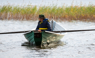 Fisherman on lake