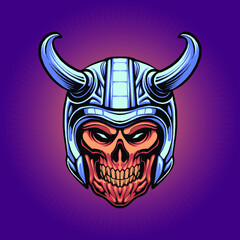 the skull viking head illustration