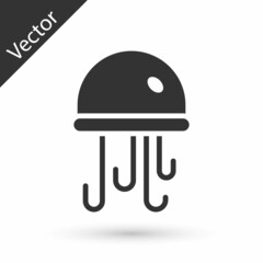 Grey Jellyfish icon isolated on white background. Vector
