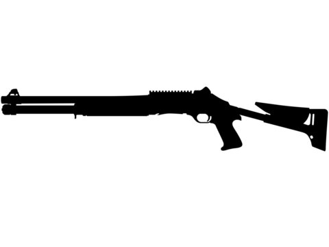 M4 Super 90 TS semi-automatic shotgun pump action shotgun, pumpgun. Detailed vector illustration realistic silhouette