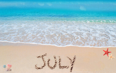 July on a tropical beach