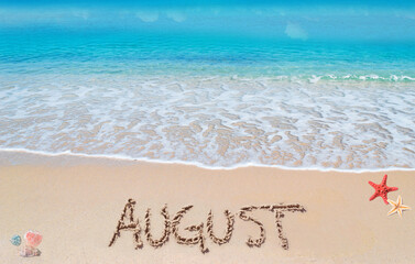August on a tropical beach