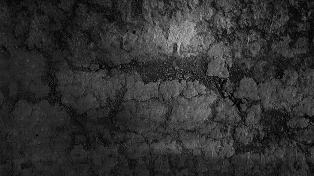 Grunge rustic vintage relief of ancient path. Uneven aged scuffed dirty hard dry clay rocky floor trail. Crannied bumpy cragged land footpath. Spotted shabby rough craggy dust mud 3D medieval design
