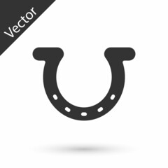 Grey Horseshoe icon isolated on white background. Vector