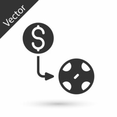 Grey Casino chips exchange on dollar icon isolated on white background. Vector