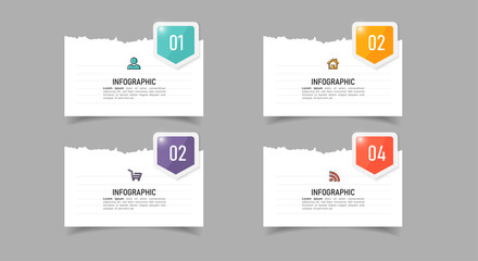 Business Infographic with note paper design vector.