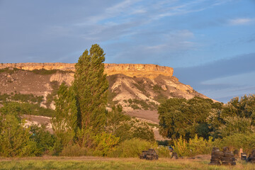 white rock in summer against the sky