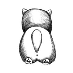 Funny cat on a white background, graphic drawing