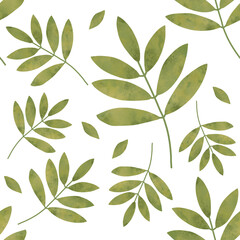 Naklejka premium Seamless pattern with leaves in painterly textured style