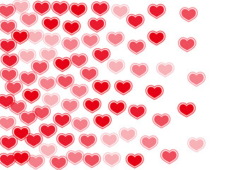 Beautiful red hearts falling vector illustration.