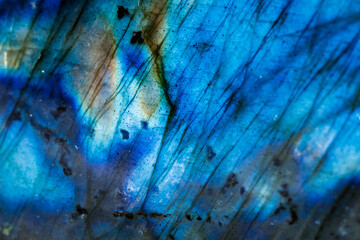 Macro mineral stone Labradorite on white background
