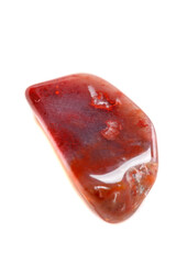 Macro mineral stone Carnelian on white background