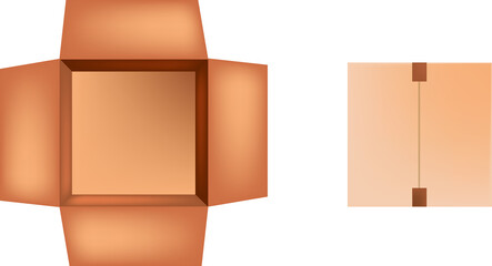 Empty open and closed cardboard box