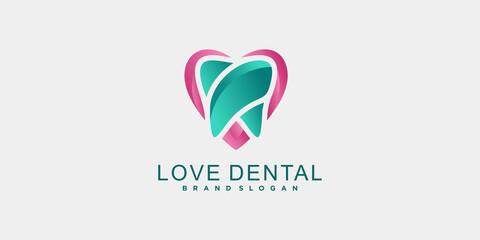 Dental clinic logo with unique colour style, clean, modern style Premium Vector