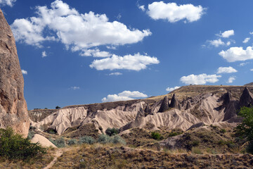 Fototapeta premium Beautiful mountains and Red Valley in Goreme, Cappadocia in Turkey. 