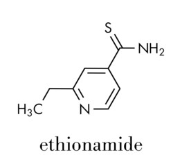Ethionamide tuberculosis drug molecule. Skeletal formula.