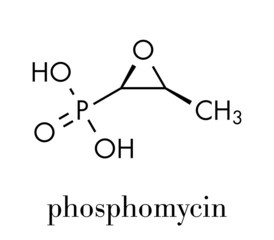 Fosfomycin (phosphomycin, phosphonomycin) antibacterial drug molecule. Used in treatment of urinary tract infections. Skeletal formula.