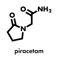 Piracetam nootropic drug molecule. Skeletal formula.