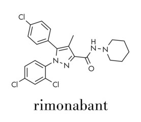 Rimonabant obesity drug molecule (withdrawn). Skeletal formula.