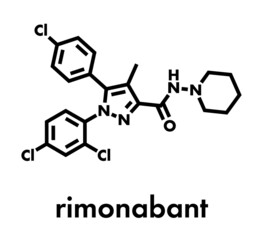 Rimonabant obesity drug molecule (withdrawn). Skeletal formula.