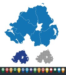 Fototapeta premium Set maps of Northern Ireland region