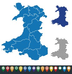 Set maps of Wales regions