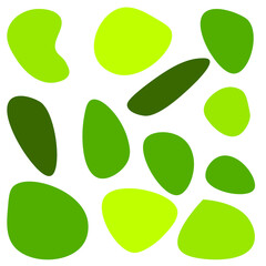 A set of  isolated abstract random spots in a green color scheme. Vector illustration in modern style. Minimalist art.