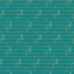 Green Swedish flowers folk art vector pattern 