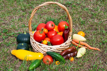 Fresh vegetables in a basket.