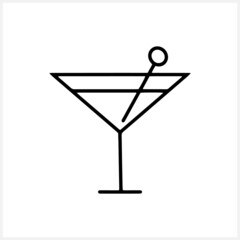 Wine glass icon isolated. Outline glass wine. Holiday symbol. Cheers toast. Champagne glasses. Sketch cocktail. Vector stock illuatration. EPS 10 