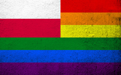 Poland Rainbow LGBT pride flag. Grunge background