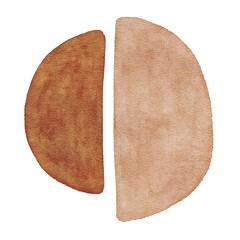 Hand drawing watercolor abstract brown half circle brush stroke. Use for poster, print, card, pattern, design, background