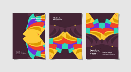 Geometric abstract covers, with color combinations, can be used for covers, yearbooks, identity profiles, and more. SVG
