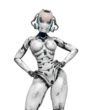 super gynoid is doing a power comic pose