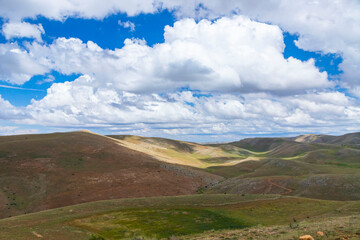 Spectacular view of the wonderful grass mountains within the borders of Kelkit, Gumushane