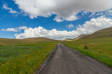 Spectacular view of the wonderful grass mountains within the borders of Kelkit, Gumushane