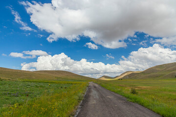 Spectacular view of the wonderful grass mountains within the borders of Kelkit, Gumushane
