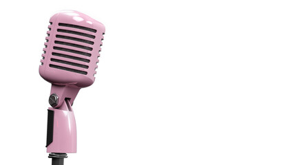 Vintage microphone, Pictures of an old pink color microphone on white background, 3d Illustration, Render