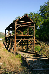 Replica of Sutter's Mill where James Marshall found Gold on the California America River during the Gold Rush