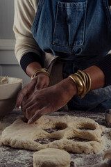 Baker working with dough