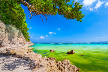 Rocky beach in Boracay island, Philippines