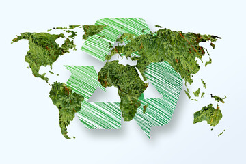 Recykling ekologia. Ilustracja na tle Ziemi