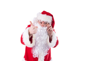 Christmas and New Year, Funny Santa Claus on a white background.