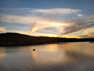 sunset over the river