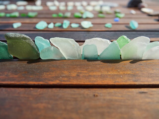 A fine haul of sea glass, soft and translucent and in a spectrum of colours, found during a walk...