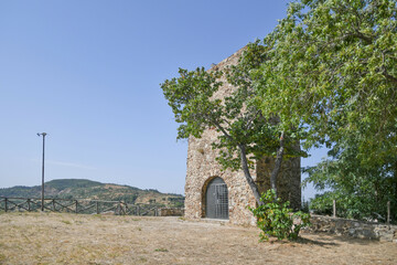 A medieval tower in the landscape of Acri, a medieval village in the Calabria region of Italy.