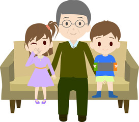 シンプルなおじいちゃんと孫